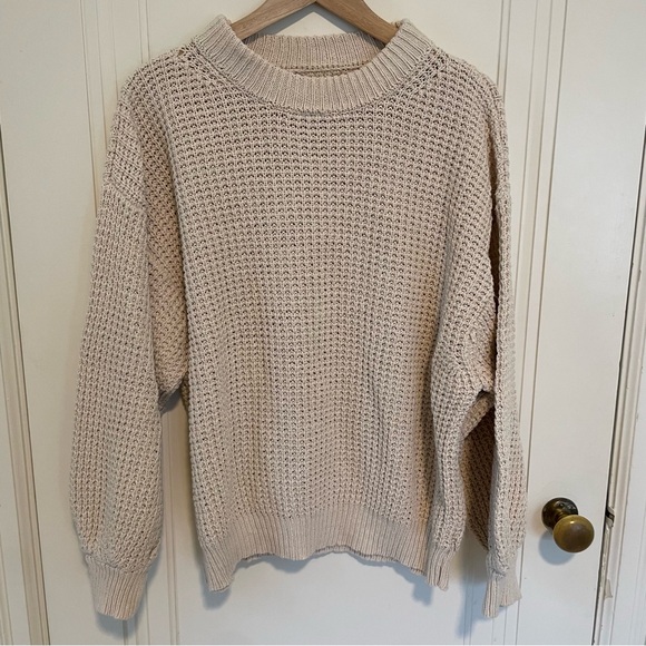 Micaela Greg Waffle Knit Sweater in Salt Cotton Linen Size Medium - Picture 5 of 8